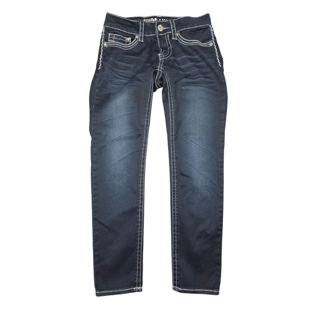 Hydraulic Y2K Skinny Jeans Dark Wash Embellished Flap Pocket Indigo Sz 1/2